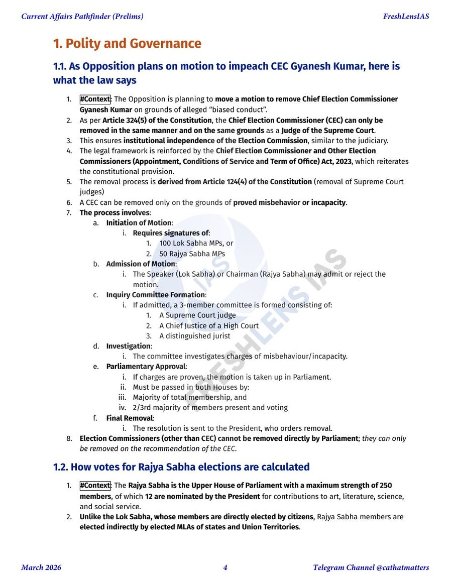 Polity and Governance page from the March 2026 Pathfinders